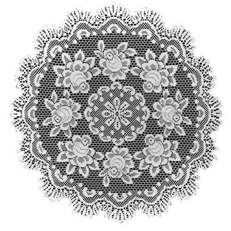 Heritage Lace 30 in. Rose Round Table Topper - Off White 56664W